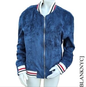 Blank NYC blue suede feel baseball jacket / sweat jacket/ bomber XL NWT